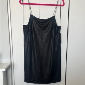 Sleek Black faux leather with jewel straps